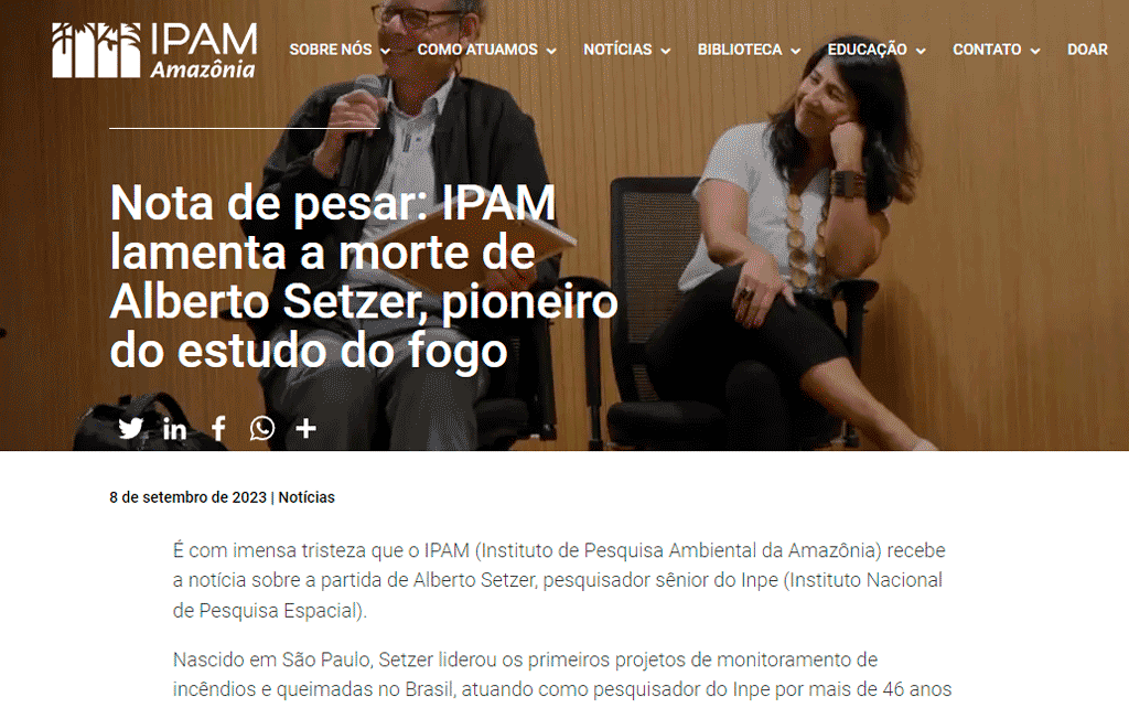Nota de pesar: IPAM Amazônia.