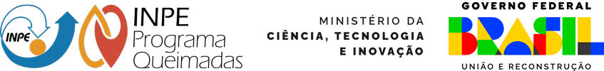 logotipos do Inpe, do Programa Queimadas, do Ministério da Ciência, Tecnologia e Inovação, e do Governo Federal